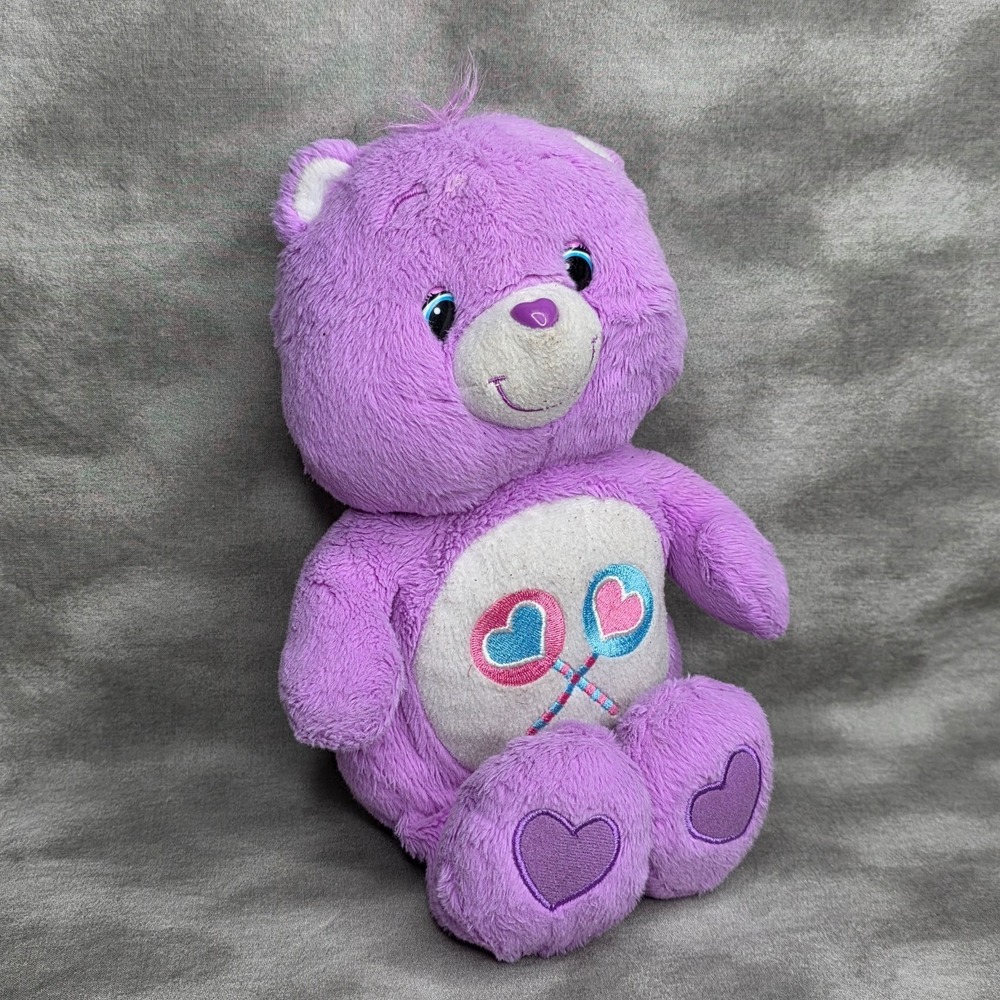 Care Bear Share Bear Plush Purple Lollipops 2012 12 Inch Toy
